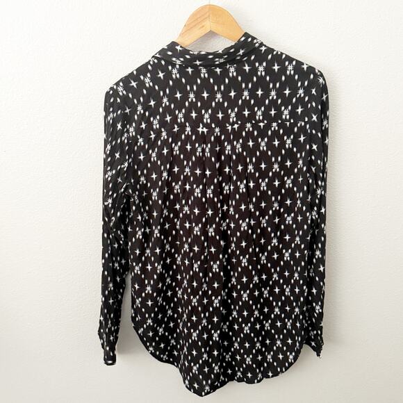 CLOTH & STONE x ANTHROPOLOGIE | Black White Kasuri Hipster Star Blouse | Small - Picture 5 of 7